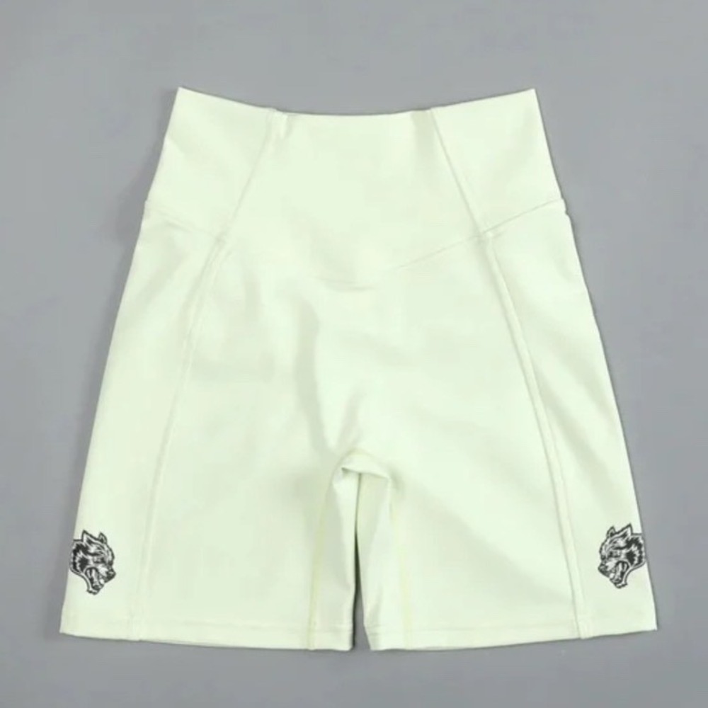 Darc Sport SHE Wolves High Waisted Scrunch Butt Biker Shorts Yellow Small NWT